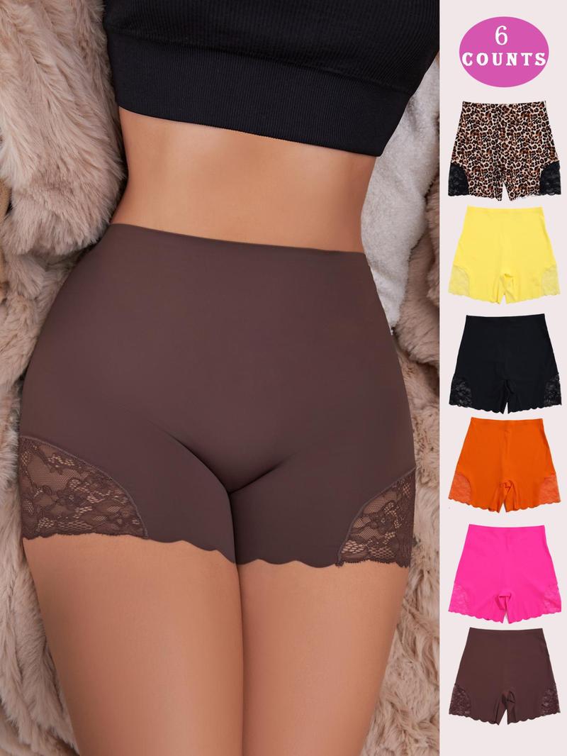 Women's Contrast Lace Boyshorts, Soft Comfy Breathable Panty for Daily Wear, Underwear for All Seasons, Soft Breathable Knicker
