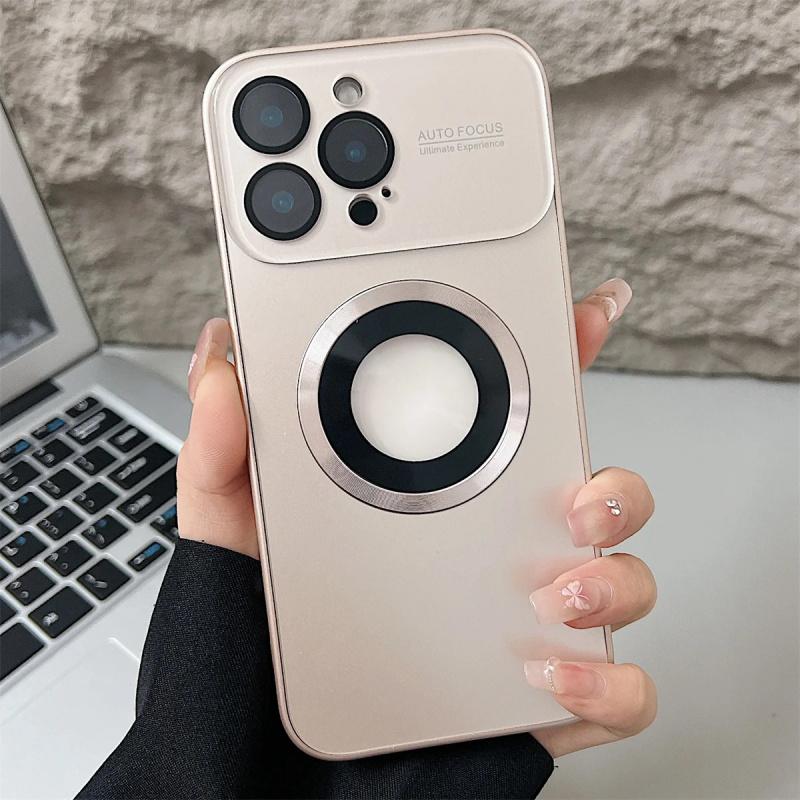 Luxury Large Window Magsafe Logo Hole Magnetic Case For iPhone 17 Air 16 15 14 Plus 13 12  Pro Max Camera Lens Protector Cover