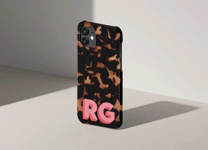 Custom Personalized Monogram Tortoise iPhone Case.Suitable for iPhone 17 Pro Max, 16 Plus, iPhone 15 Pro, iPhone 14 Pro, iPhone 13 Pro, iPhone 12.Holiday gift