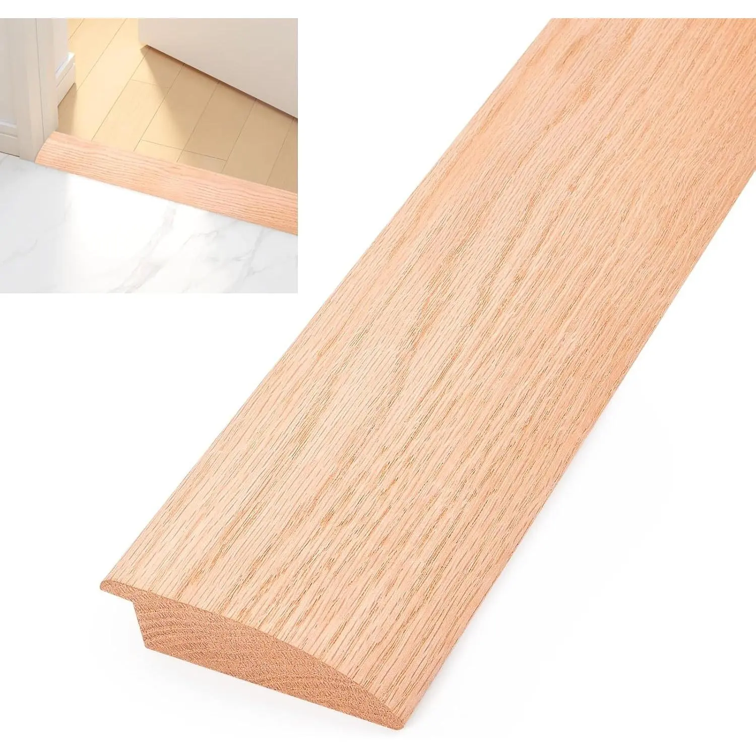 3.5" W×36" L Solid Oak Floor Transition Strip, 3/4" Overlaps and Transitions a 3/4" Height Difference, Wood Threshold for Tile Carpet Wood Laminate Vinyl Flooring (3.5" W, 36" L)