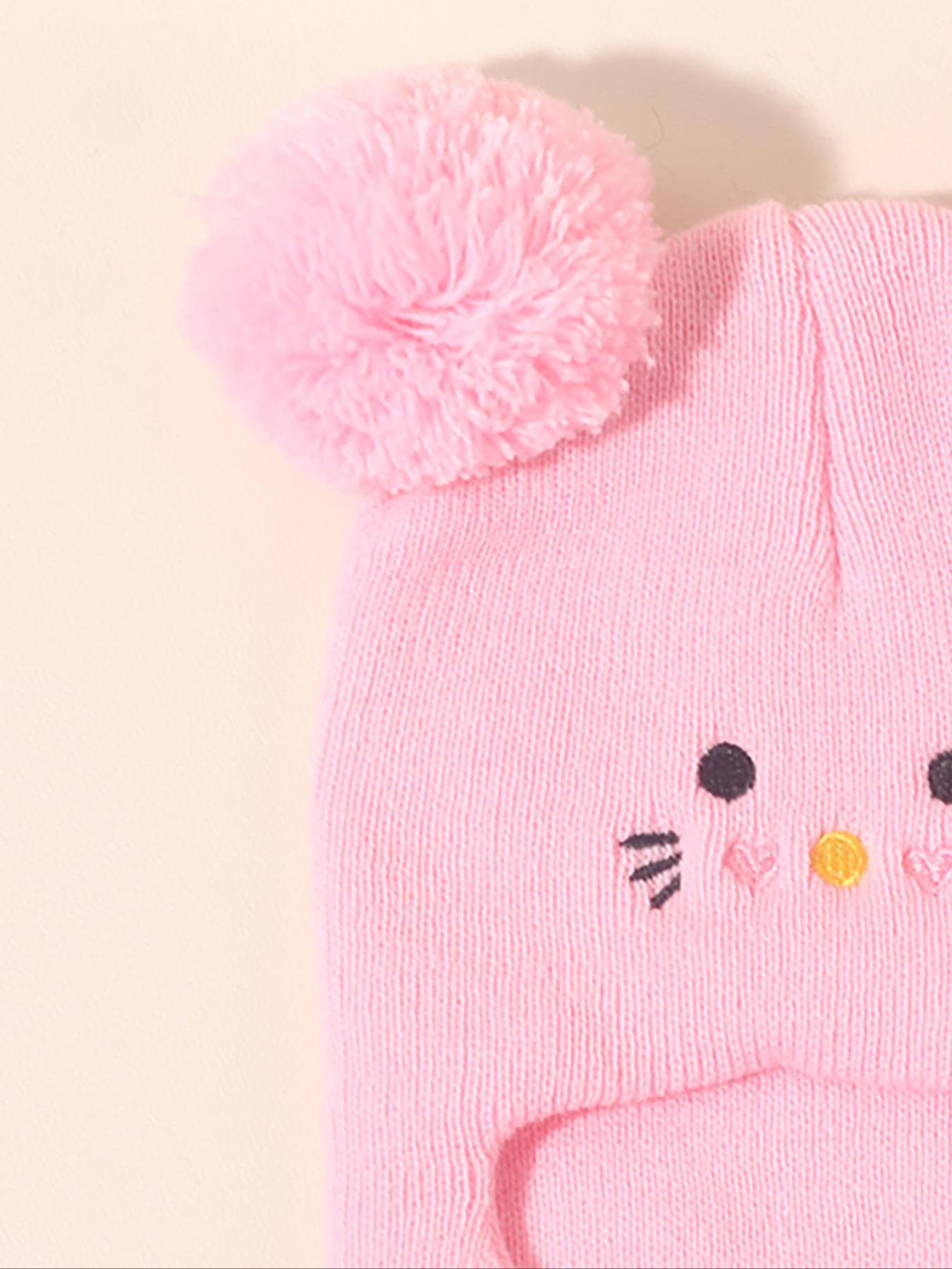 Cute Cat Embroidered Knit Hat for Babies & Toddlers, Warm Winter Beanie, Winter Skull Cap for Outdoor Use, Daily Commuting Essential, Moderate Fabric Thickness