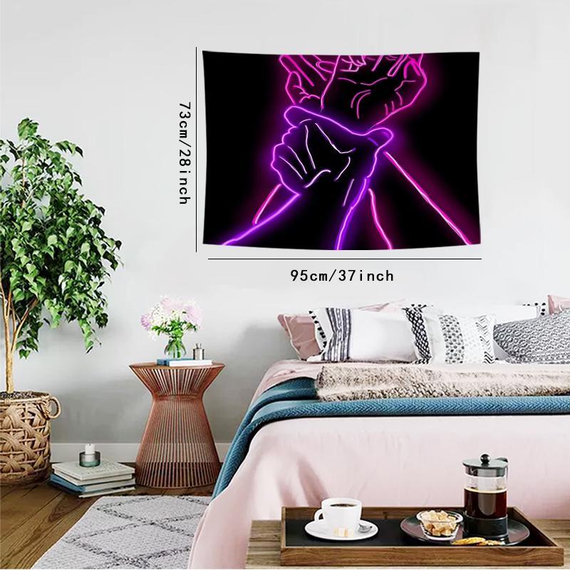 Neon Hand Pattern Tapestry Glow in The Dark for Room Decor, 1 Count Aesthetic Wall Hanging Decor, Wall Art for Home Living Room & Bedroom, Home Decor Accessories, Men Gifts, Fall Decor, Gift for Girlfriend, Pink, Decoration Items