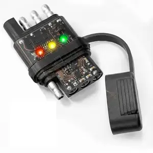 4 Pin  Light Tester, Double End Design 4-Way Flat Male and Female  Wiring Tester with Indicators, for Turn Signal Tail Lights