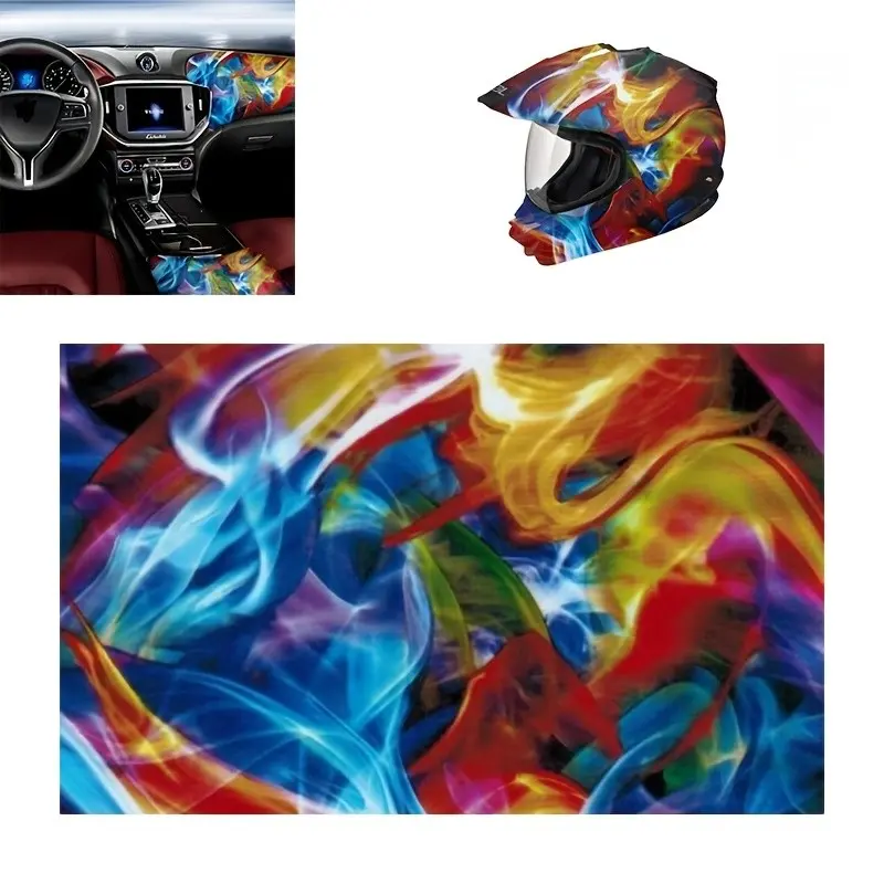 1Pc 50*100cm Hydro Dipping Water Transfer Hydrographic Film Rainbow Flames PVA