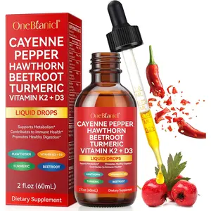 Cayenne Pepper Drops Supplement Liquid Turmeric Curcumin Hawthorn Berry Ceylon Cinnamon Organic Panax Ginseng Berberine Extract 2 Oz