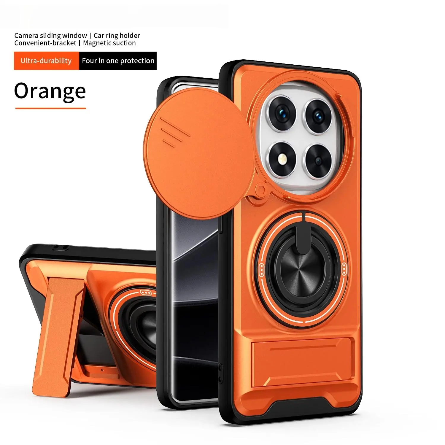 Luxury Armor Phone Case For Xiaomi Redmi Note 14 Pro Plus 13 14S 4G 5G Magnetic Ring Holder Lens Protection Shockproof Cover