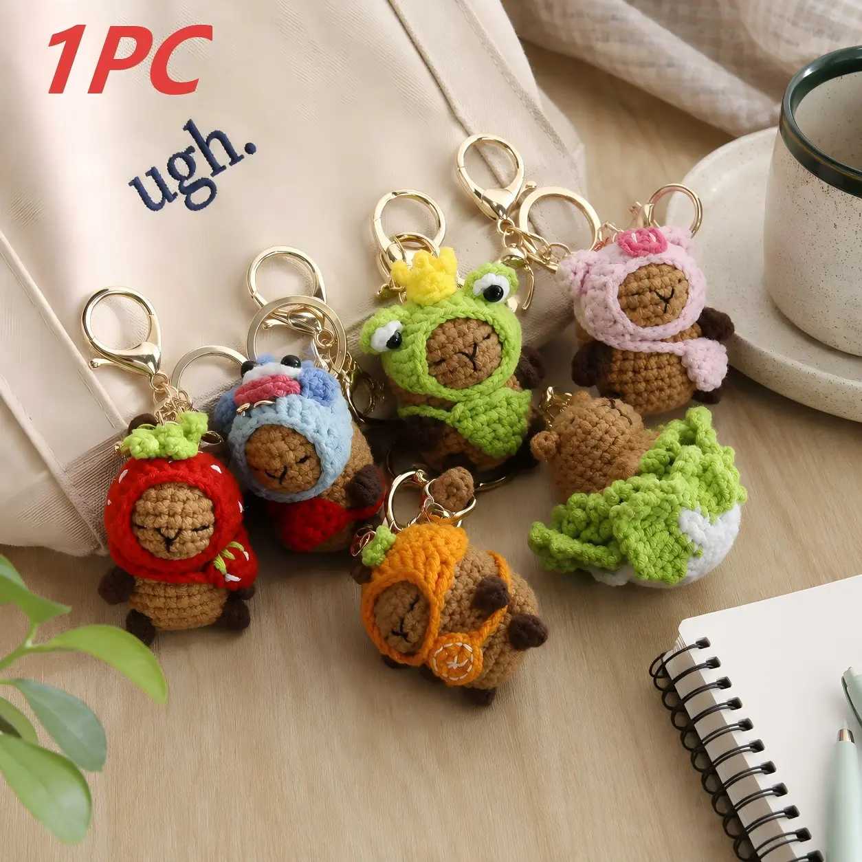 Handmade Crochet Animal Keychain, Cute Capybara Bag Charm, Kawaii Key Ring, Perfect Birthday, Christmas & Valentine's Day Gift