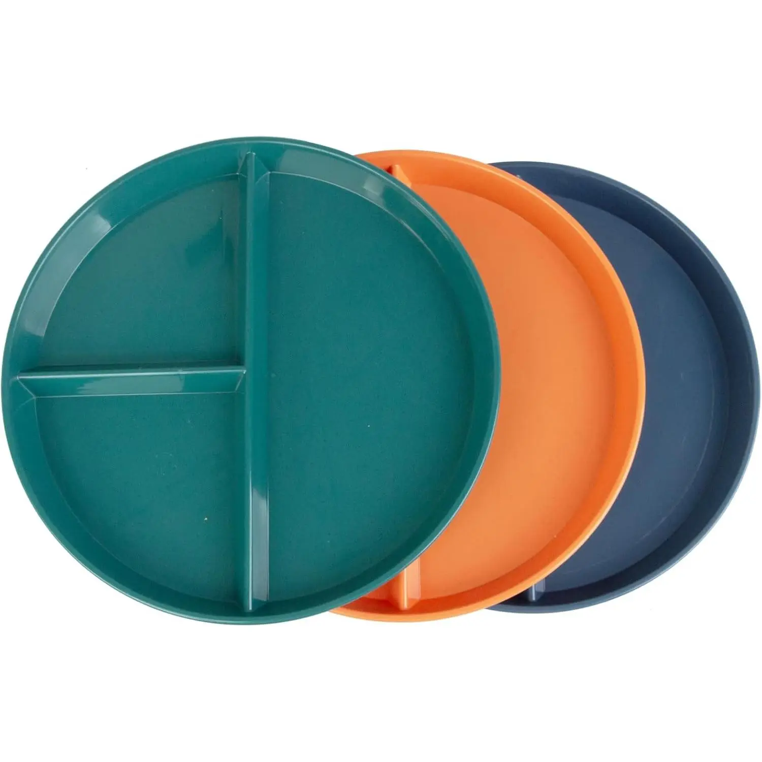 3 count Portion Control Plate, 9 Inch Divided Plates Dinner Plates | Unbreakable Plate for Kitchen, , Office, and Outdoor, Dishwasher and Microwave Safe,Color Black, White, Gray