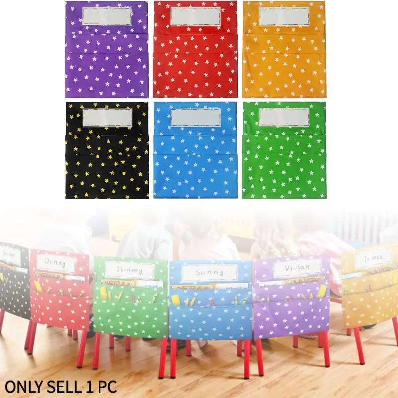 Star Backrest Organizer, Multi-Pocket Design, Ideal for Kids' School Desks, Classroom Supplies, Name Tag Window, Convenient Pen/pencil Bag