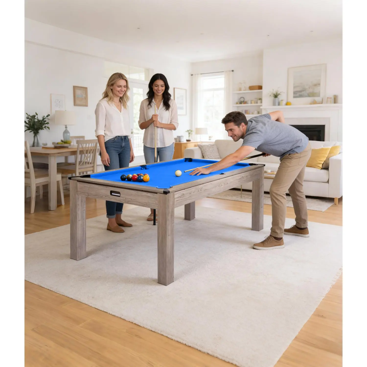 7FT Professional Pool Table Set for Adults – 84" Billiard Table with Rustic Grey Wood Finish, Red Felt, Perfect for Home, Game Room, or Office – Table Only