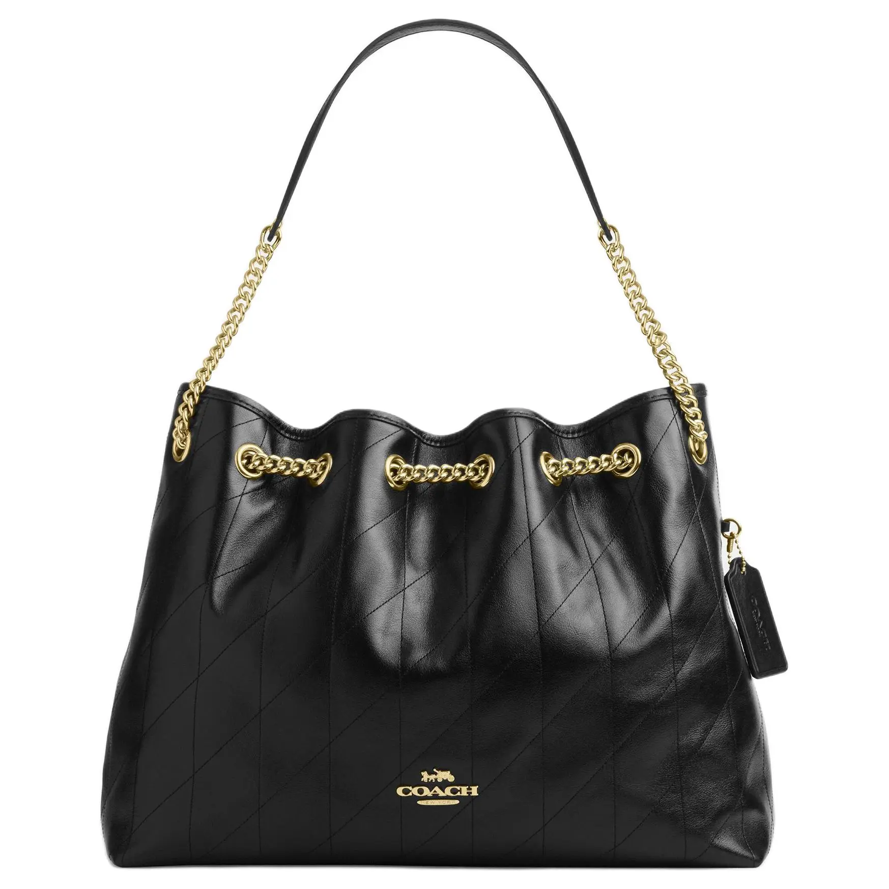 Coach Evelyn 34 Quilted Leather Tote Bag for Women, Large Size, Black