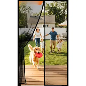 Screen Door -  Out, Breeze in - 9min Install Auto-Sealing Heavy Duty Double Stitched Mesh, 52 , Hands Free Sliding & Patio Doors Net,  &  Friendly, 38 x 82 Inch