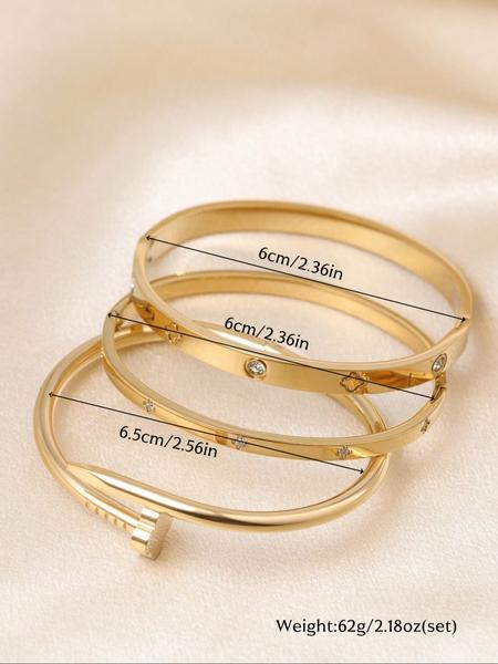 Women's Stainless Steel Bracelet Set, Flower Stud Design, Casual Style Jewelry for Women, Perfect Gift for Her, Stackable Bracelets