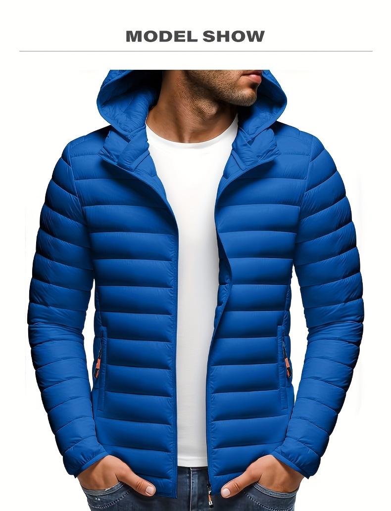 Men's Stand Collar Hooded Jacket - Warm, Windproof Thickened Coat, Detachable Hood, Solid Color Design, Thickened Nylon Fabric for Cold Weather, Casual Style, Zip Closure, Dry Clean Only, Winter Stand Collar Hooded Thickened Coat Spooky Fuzzy Crew Socks W