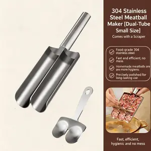 Two-Row Meatball Maker, Easy DIY Fish, Beef, Rice Balls, Durable 304 Stainless Steel Kitchen Tool, Perfect for BBQ and Hot Pot