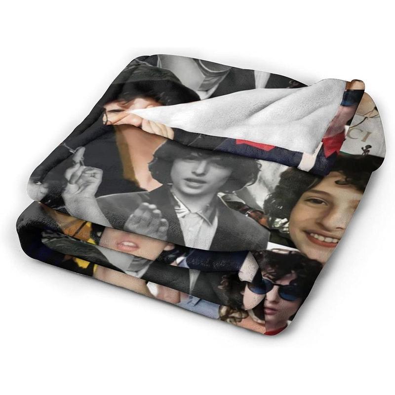 Finn Wolfhard Fleece  Soft Cozy Warm Plush Throw for Sofa Bed Office Car Camping Couch Beach Demon Hunter Poster Thermal Flannel  Comfortable Home Decor Gift for Teens Adults Kids blanket