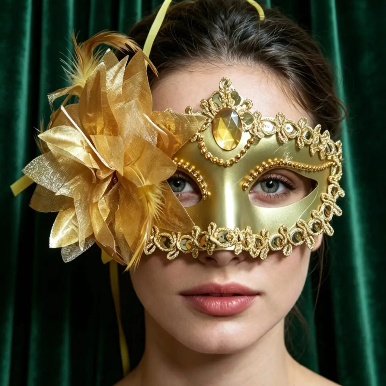 Luxurious Gemstone Floral Flower Mask, Venice Masquerade Party Mask, Women's Halloween Retro Decorative Mask, Elegant Costume Accessory, Mask Design, Mask Cosplay