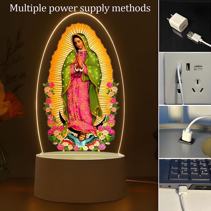 Our Lady of Guadalupe 3D Night Light, Virgin Mary LED Lamp for Home Altar & Prayer Room, Catholic Religious Decor, Spiritual Blessing Gift for Mom