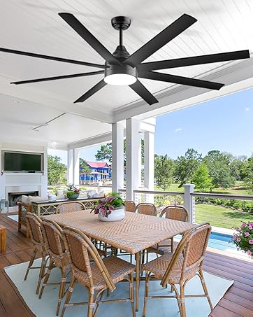 Large Ceiling Fans with Lights and Remote/APP Control, Indoor Outdoor Black Ceiling Fan for Kitchen, Living Room, Patio, 6 Speeds Reversible Quiet DC Motor, 8 Blades Large Ceiling Fans with Lights and Remote/APP Control, Indoor Outdoor Black Ceiling Fan for Kitchen, Living Room, Patio, 6 Speeds Reversible Quiet DC Motor, 8 Blades