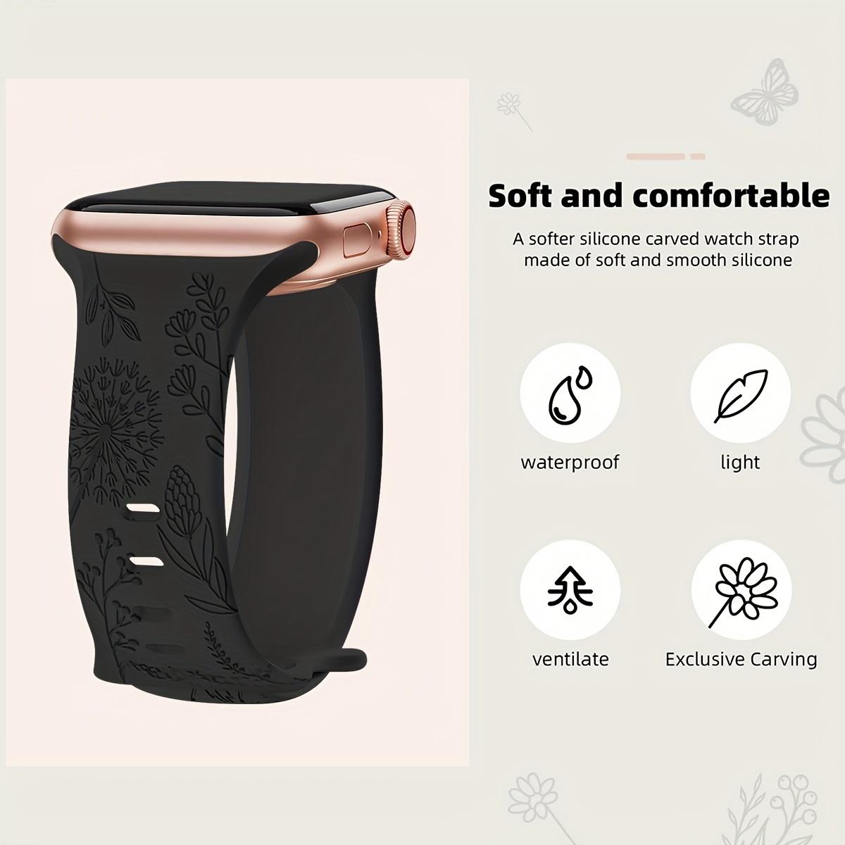 4-Pack Floral Pattern Silicone Apple Watch Bands – Sport Strap 38–49mm (Series 1–11, SE, Ultra / Ultra 2)