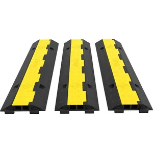 【DealsForYouDays】VEVOR 3 Pcs 2-Cable Rubber Electrical Wire Cover Cord Protector Ramp 11000 lbs