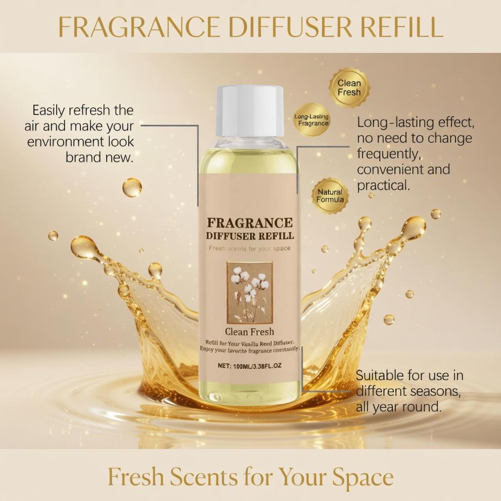 Aromatherapy Diffuser Refill - Long Lasting Fragrance, Cozy Warm Atmosphere & Romantic Mood Enhancer for Home