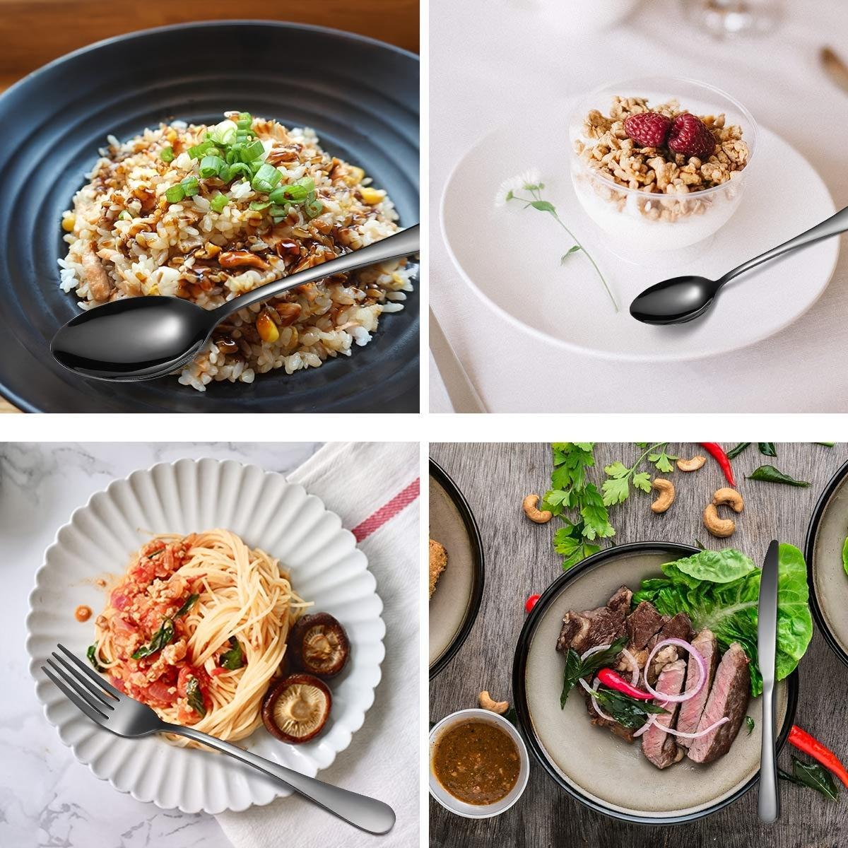 60-Piece Stainless Steel Cutlery Set with Forks, Knives & Spoons, Durable Tablewar, Dinnerware Service Set for Home Kitchen and Dining Room