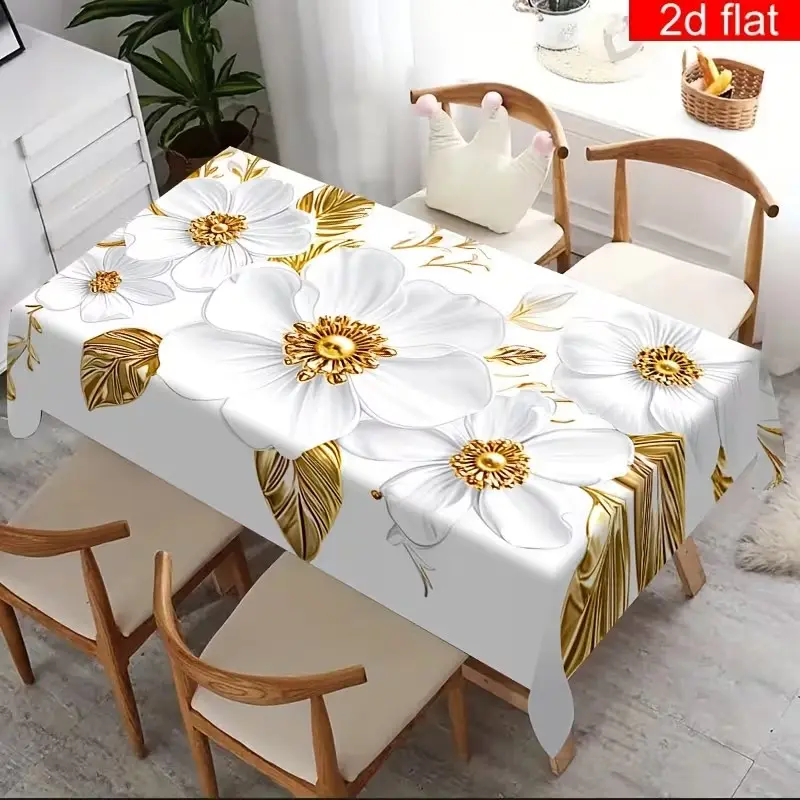 Elegant Modern Art Tablecloth, Durable Polyester Rectangular Table Cover, Ideal for Weddings, Parties, Restaurants, Picnics, Camping