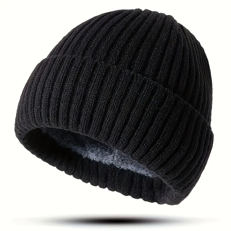 Unisex Knit Brimless Hat, Warm Fleece Lined, Thick Windproof, Soft Fashion Cap for Fall & Winter, Men's and Women's Cold Weather Accessory