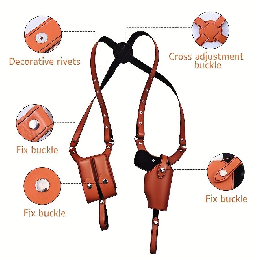 Vertical Shoulder Back with Double Cartridge Clip Pouch, Men's Adjustable Concealed Carrying Shoulder Back Holster