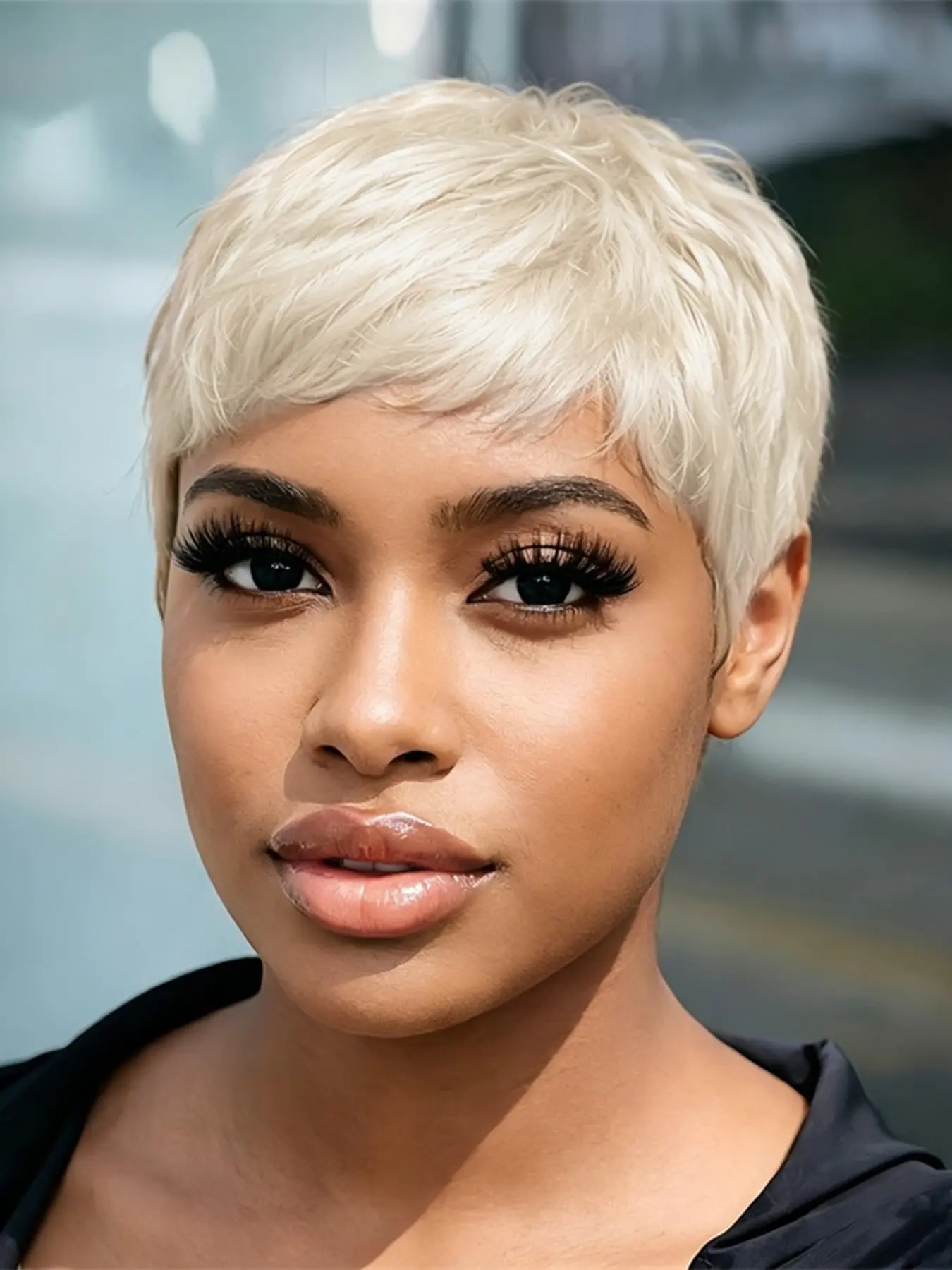 Short Straight Layered Pixie Cut Wig, 60 Blonde Color Human Hair Wig, for Women Daily Party Cosplay Use, Natural Look & Comfortable Fit