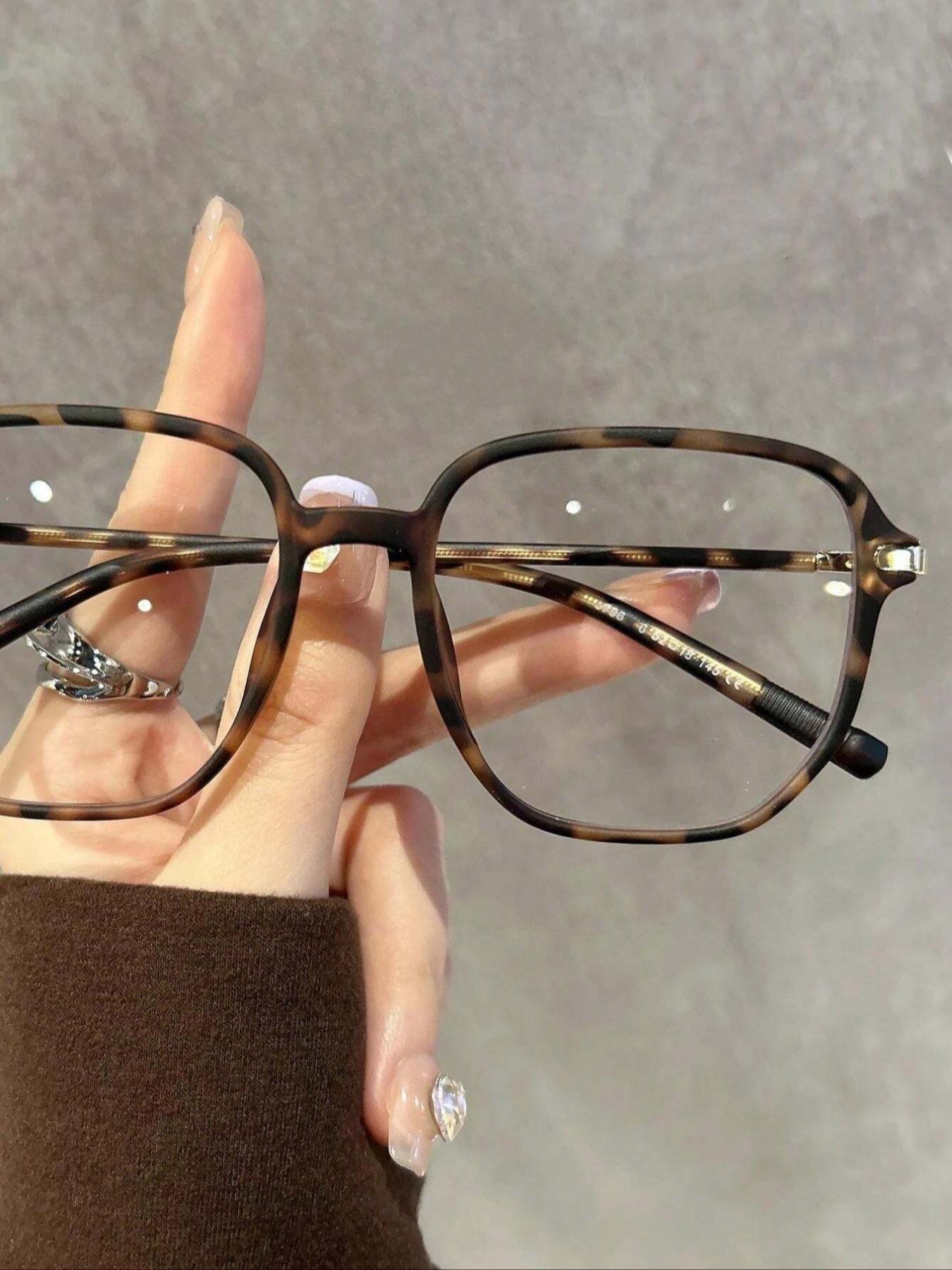 Simple Anti-blue Light Square Frame Eyeglasses for Women, Fashion Tortoiseshell Pattern Eyeglasses for Work, Daily Clothing Decor, Perfect for Student Daily Use, Trendy Frames