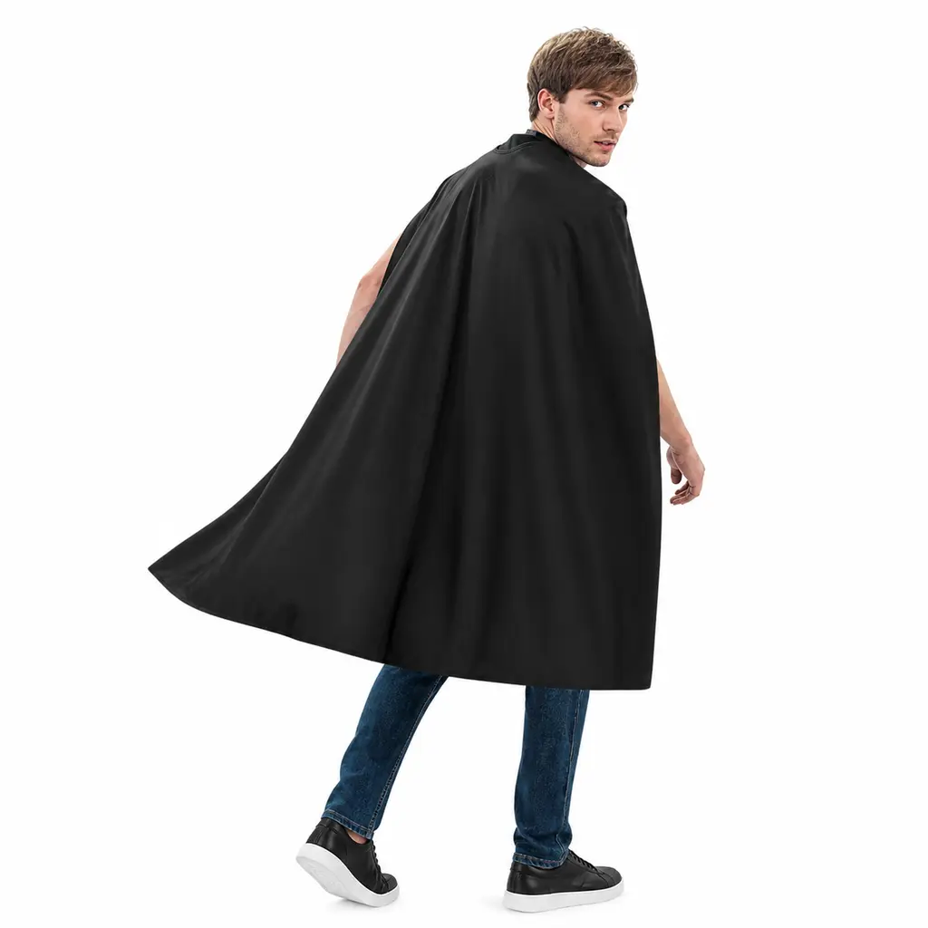 Adult Black Sleeveless Satin Cape Cloak, Loose Long Black Cape for Men Women, Gothic Vintage Robe Accessory for Halloween Cosplay, Theme Party, Carnival, Stage Performance, Fancy Dress Event