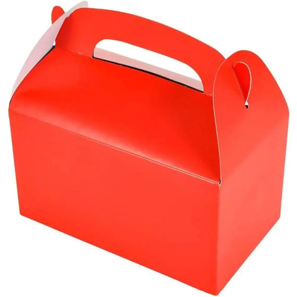 12-Count Red Gable  Boxes, Goodies Favor -Box for  Birthday Party Favors, Weddings Events,  Shower, 6.25" x 3.5" x 3.5" Inch Box (Red  Box, 12-Pack)