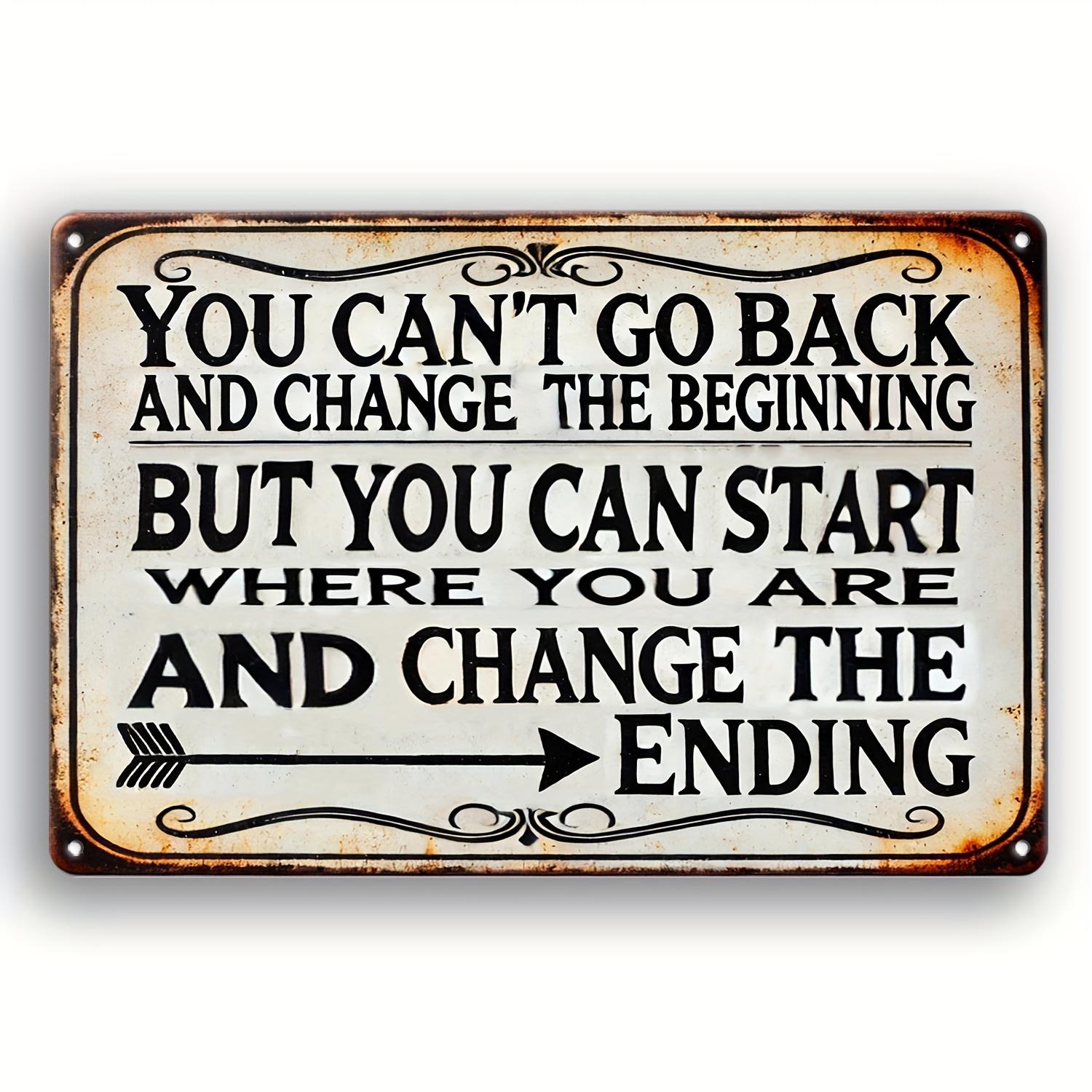 Motivational Metal Wall Decor Sign Inspirational Quote Plaque for Home Office with PreDrilled Holes Easy Hanging No Wiring Needed Waterproof Durable Business Cafe Garage Bathroom Decor Change Your Ending 2D Flat Art