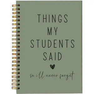 Funny "Things My Students Said" Lined A5 Teacher Appreciation Notebook, 80 Pages 8.3x5.5 Inches Minimalist Aesthetic Olive Green Journal, Perfect Keepsake Gift for Teachers