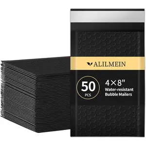 4×8 Inch 50 Pack Small Bubble Mailers Waterproof Padded Self Seal Adhesive Shipping Envelopes for Mailing Cards Jewelry Makeup and Small Business Packaging
