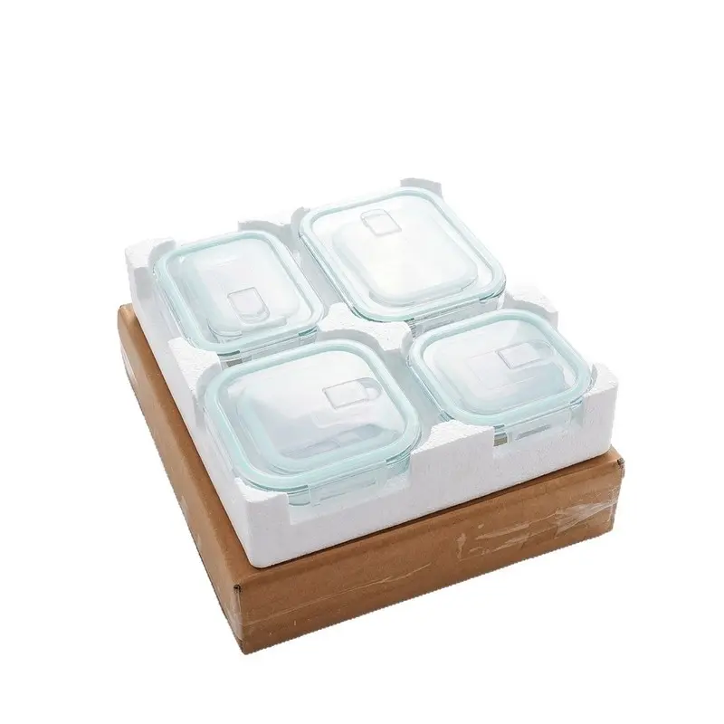 8 Piece Borosilicate Glass Food Storage Containers Set Airtight Lids Microwave Safe Lunch Boxes for Kitchen Organization