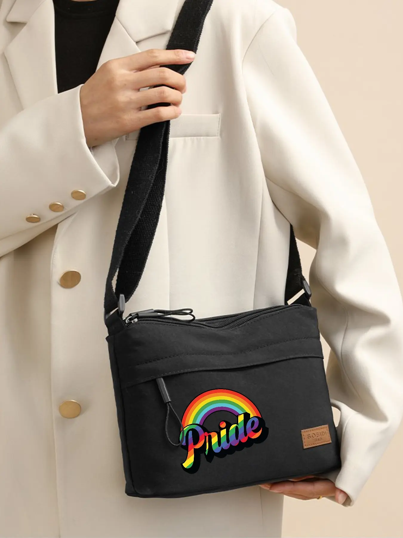 Pride Rainbow Pattern Cross‑body Bags, Casual Shoulder Bags, Lightweight Phone Pouches/bags, Cosmetic Bags, Multi‑zipper Multi‑compartment Design, Ideal for Daily Shopping and Commuting, Adjustable Shoulder Straps, Perfect Gift Option.