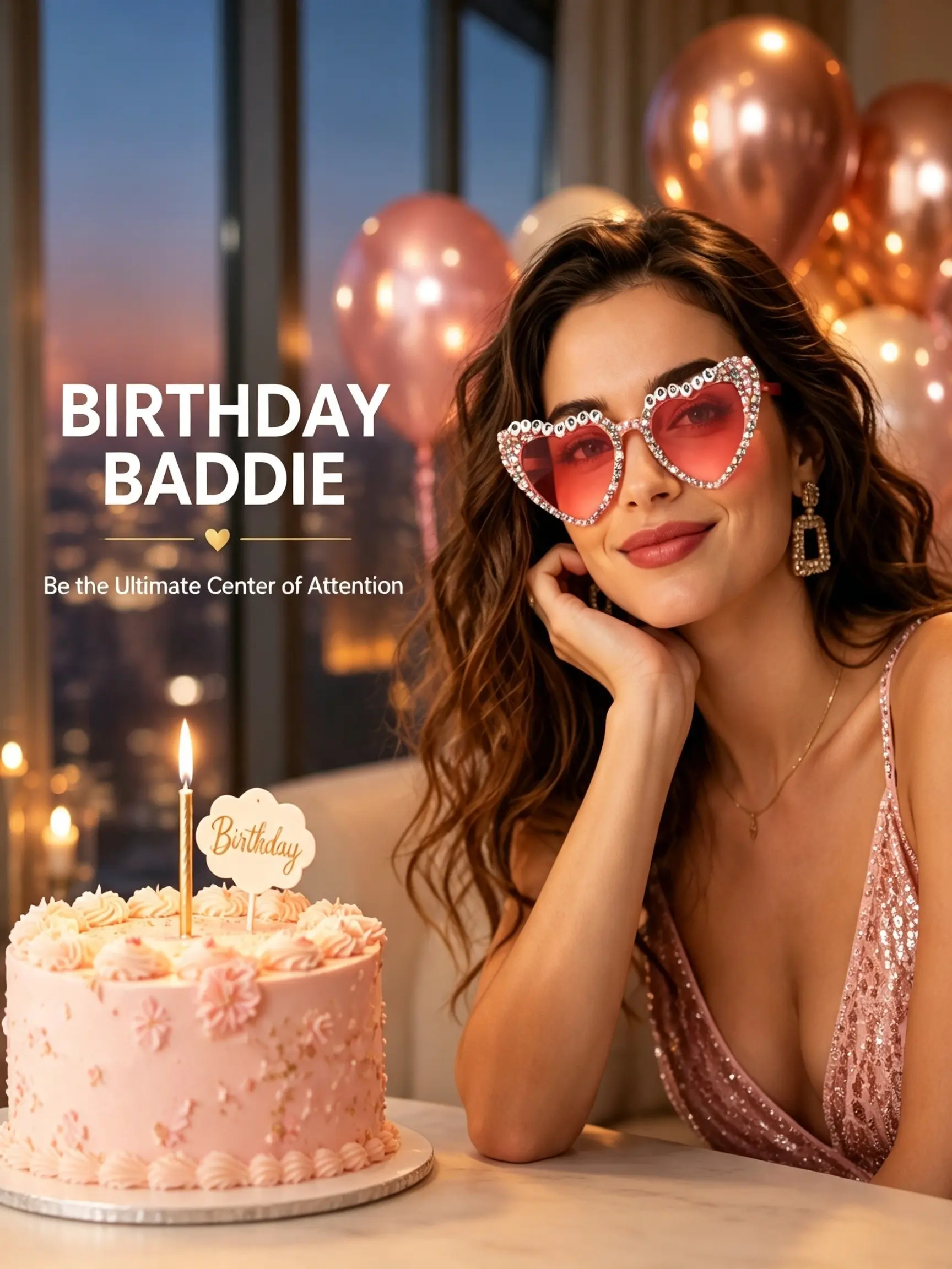 Heart-Shaped Rhinestone Birthday Party Sunglasses, Birthday Letter Decoration, Photo Props, Trendy Funny Glasses for Parties