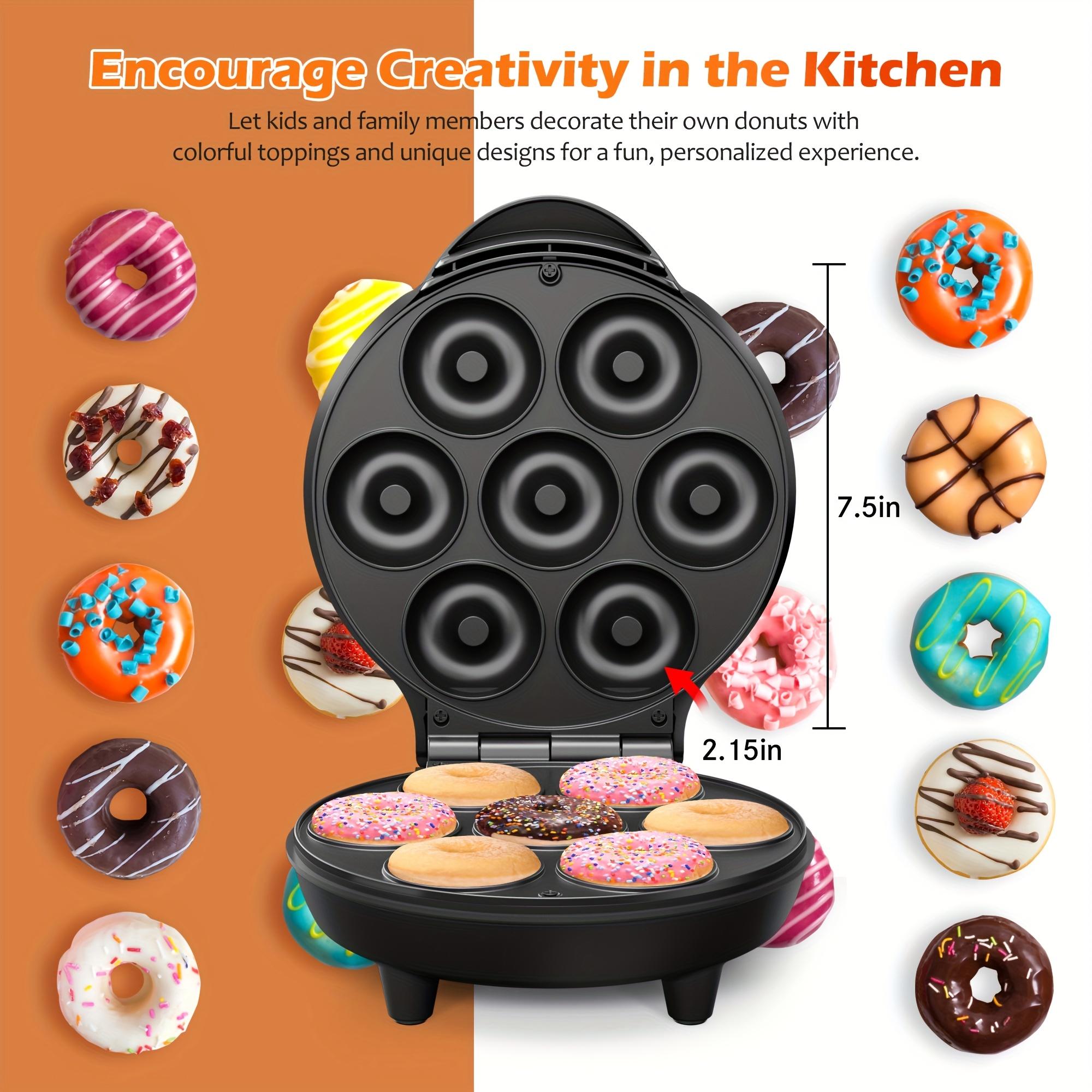 1pc Mini Donut Waffle Cake Maker, 7 Slots Home Baking Machine, Great For Breakfast, Snacks, Desserts And More