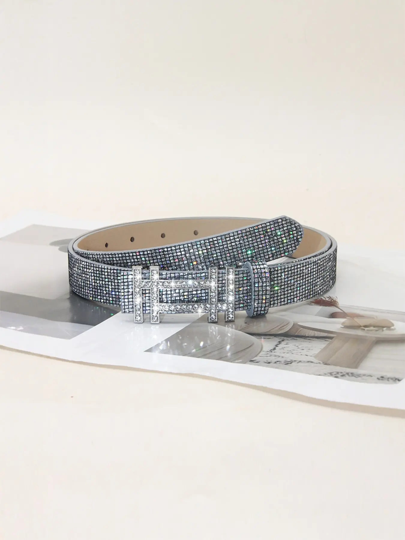 1pc Women's Sparkling Rhinestone Belt, Bling Bling PU Leather Sequin Buckle Waistband, Stylish and Versatile Sequined Buckle Belt, Perfect for a Valentine's Day date, and a Great Gift for Mom, Pu Leather Belts
