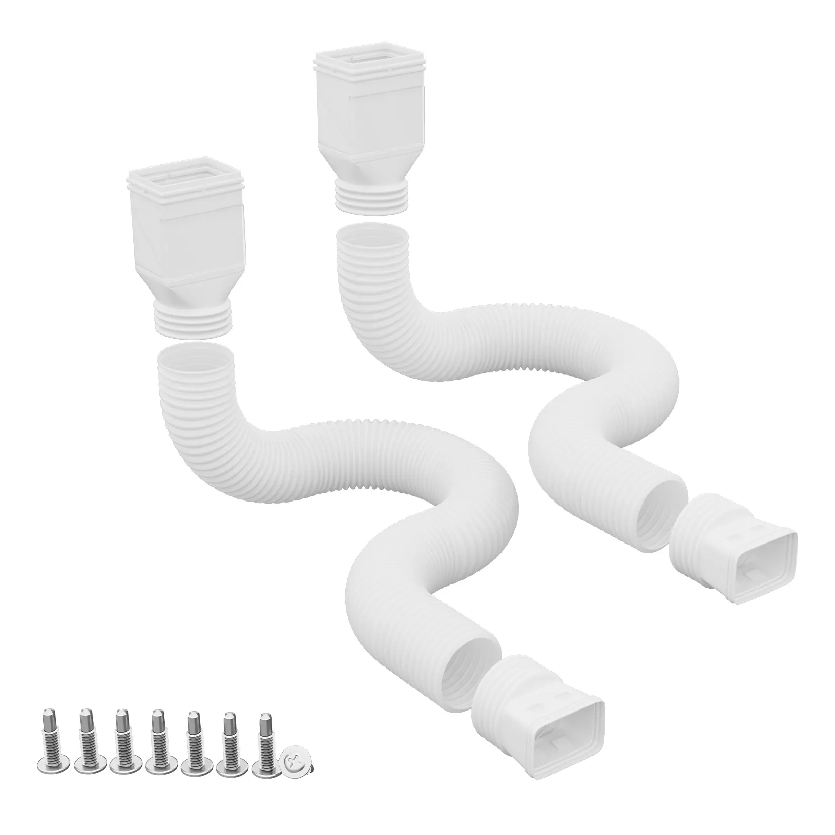Flexible Downspout Extension Drain Pipe, 22-63 in Extendable Corrugated Gutter Diverter with Adapters, Fits 2x3 & 3x4 Downspouts - 2 Pack