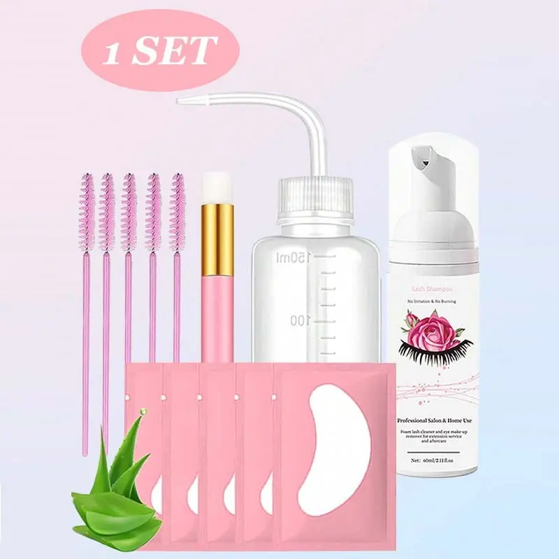 13-Piece Eyelash Cleansing Kit, 60ML Gentle Formula, Includes Brush and Eye Mask, Ideal for Beginners, Professional Lash Cleaning, Cleanser Lash Shampoo, Lash Wash Kit
