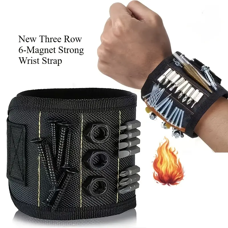 Upgraded Three-Row 6-Magnet Strong Wristband, Which Attracts Metal Parts Without Loss, Frees Hands, And Stores Maintenance Tools for Easy Access And High Efficiency