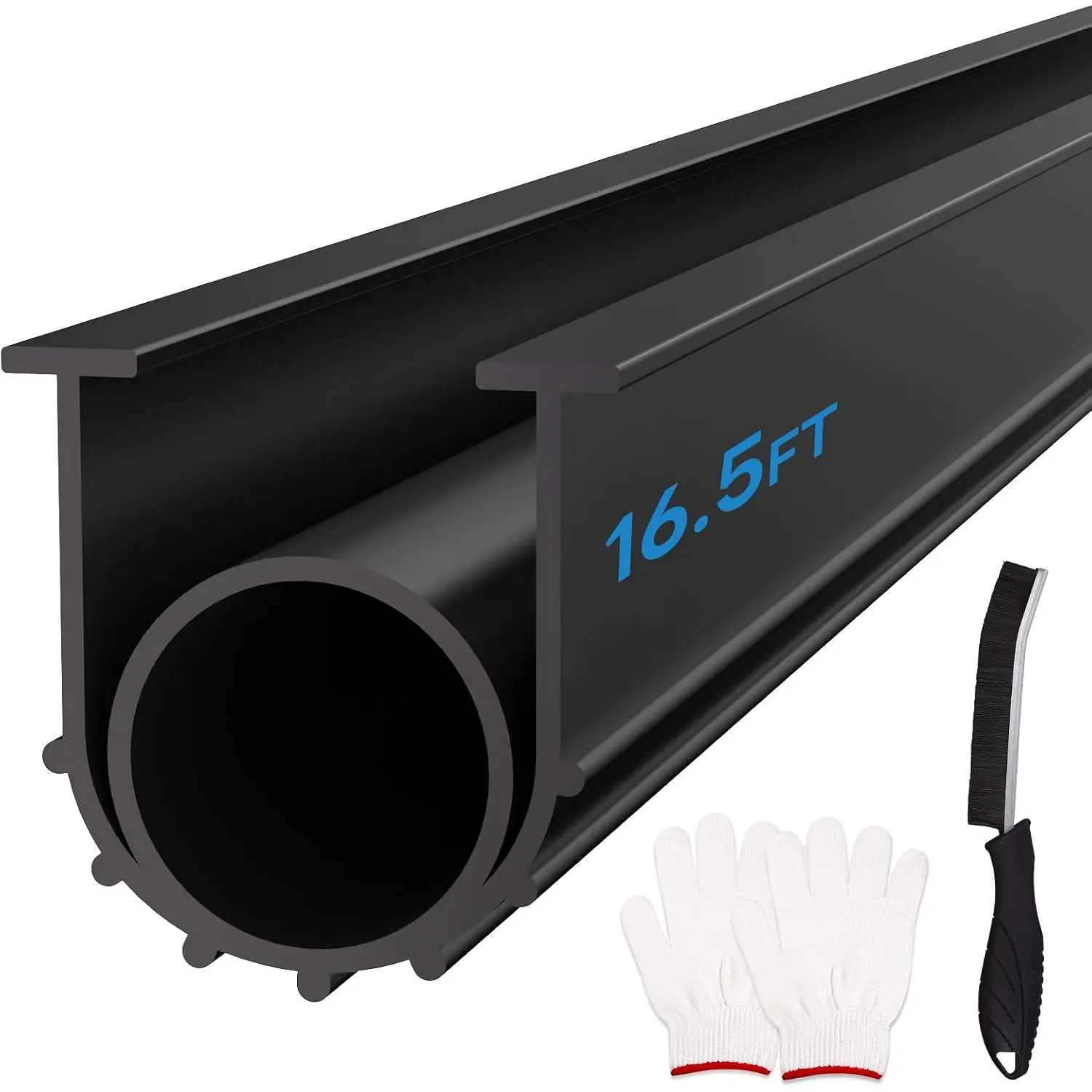Garage Door Bottom Seals Weatherproof Weather Stripping Threshold Buffering Sealing  EPDM Rubber Resistance Gasket Black 5/16 Inch T-End, 16.5FT Long