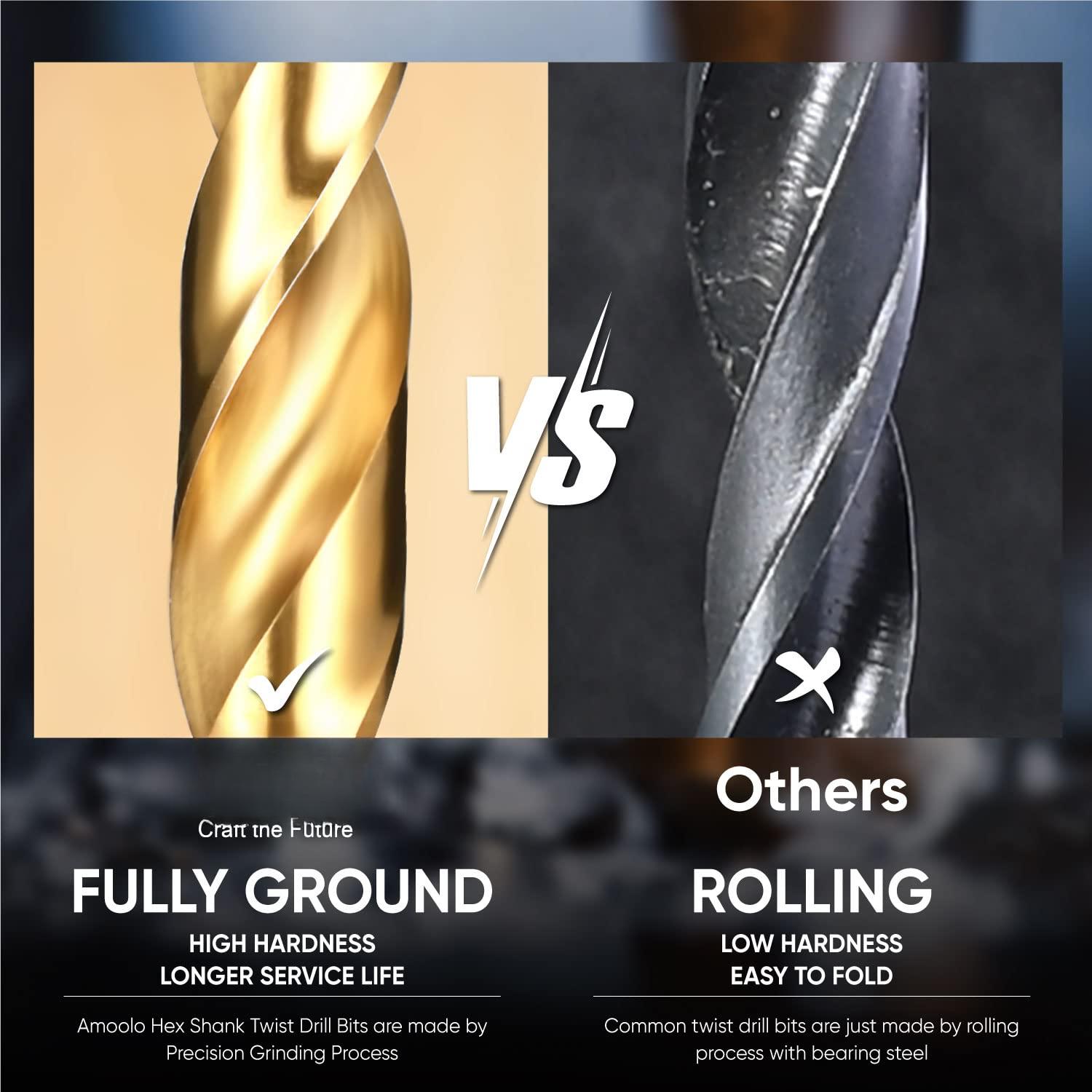 Hex Shank Drill Bit Set (13Pcs Set+3 Pcs Free),  4341 HSS Titanium Impact Hex Drill Bits for , Steel, Metal, Plastic, Quick Change Design (1/16 -1/4 )