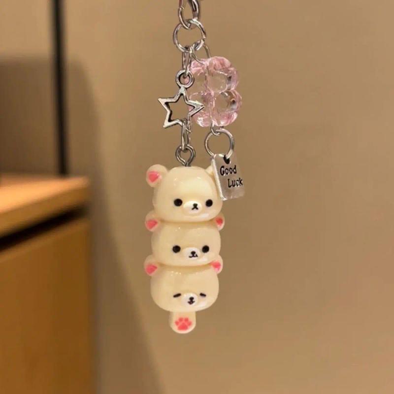 Cute Bear Phone Charms Pendant Kawaii Anime Keychain Accessories For Keys Schoolbag iPhone 17Promax Airpods Korea Y2K Stylish Bear Design