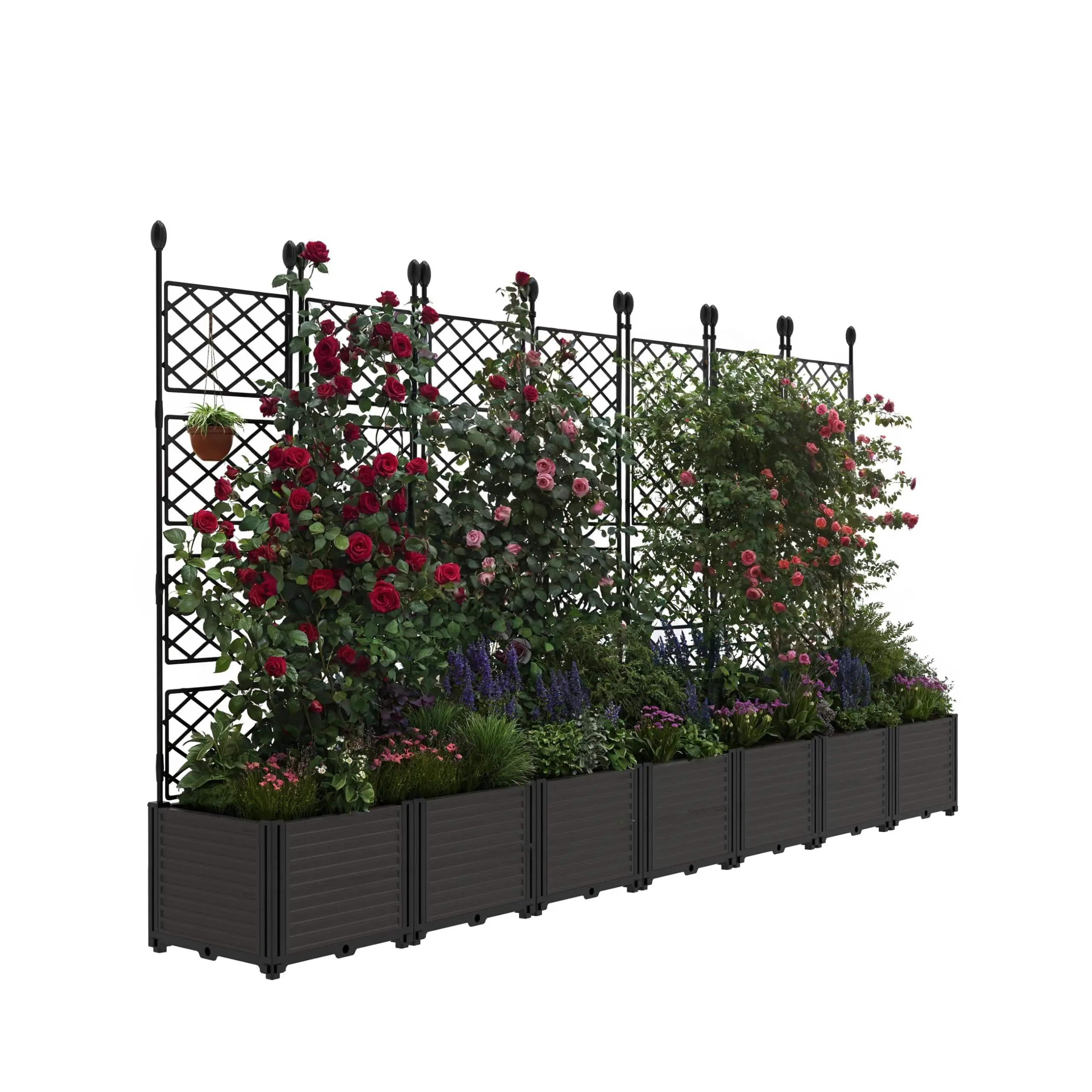 Garvee Modular Raised Garden Bed Planter Box Kit with Durable Metal Trellis – Vertical Planter for Climbing Plants, Privacy Screen for Patio, Balcony, Deck – Ideal for Vegetables, Flowers, Outdoor Gardens