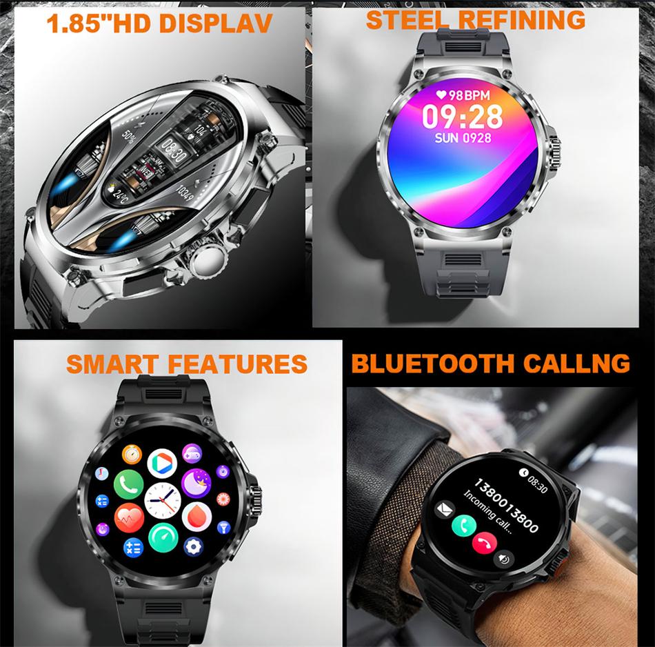 GPS V69 Smart Watch Men 1.85 inch 710 mAh Heart Rate GPS Sports IP68 Waterproof Bluetooth Talk  Smartwatch Man